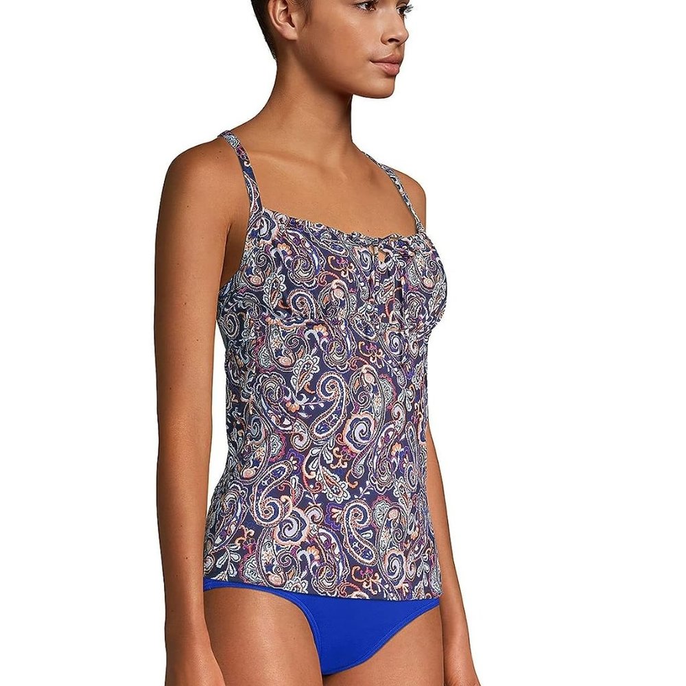 NWT Lands' End Women's Tie Front Underwire Tankini Swim Top Size 12 $75 5D413 - Picture 3 of 5